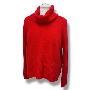 Rachel Zoe Women’s Merino Wool Blend Oversized Turtleneck Pullover Sweater Red M